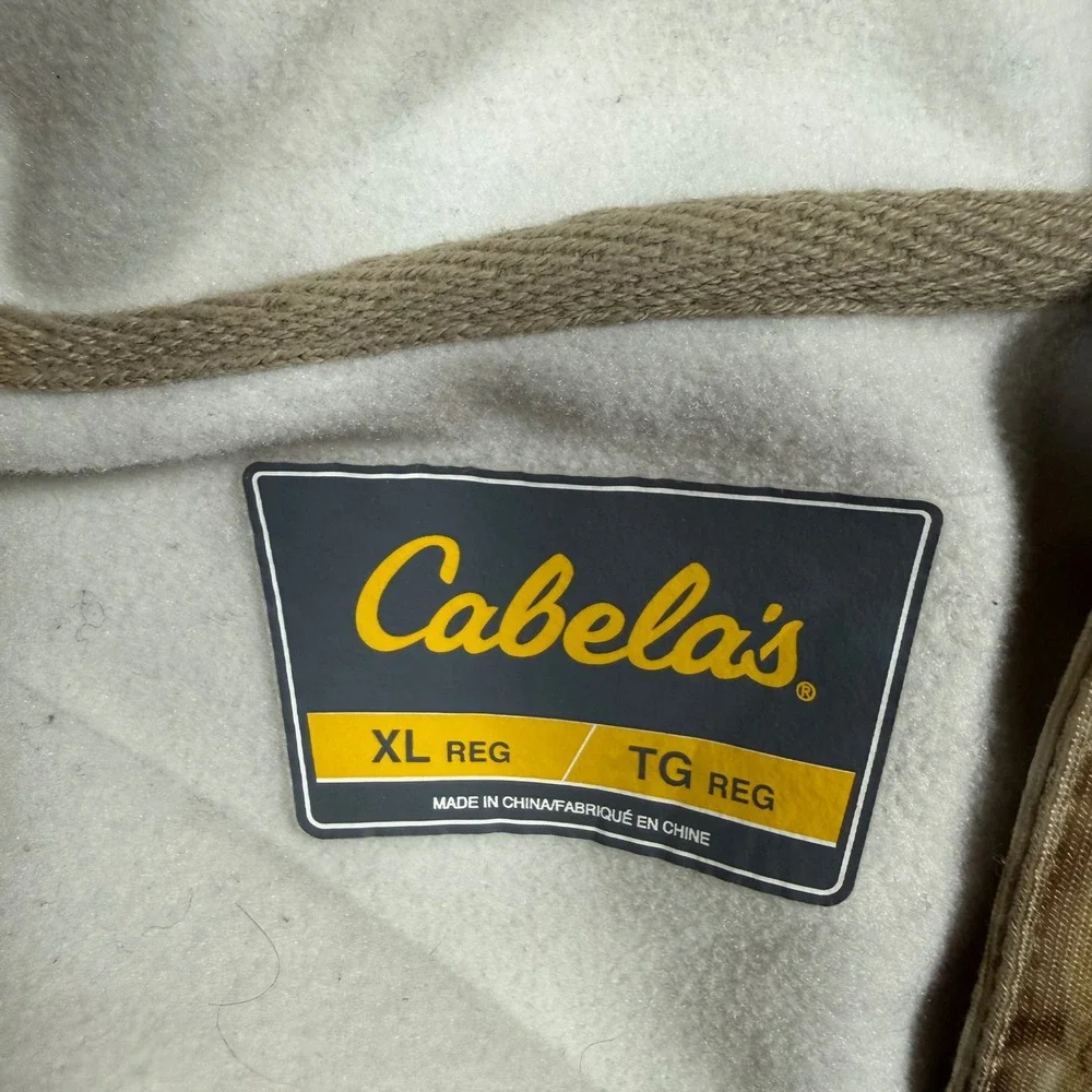 Cabelas ZONZ Camo Full Zip Hooded Vest Mens XL Brown Tan Hunting M33VT008/R